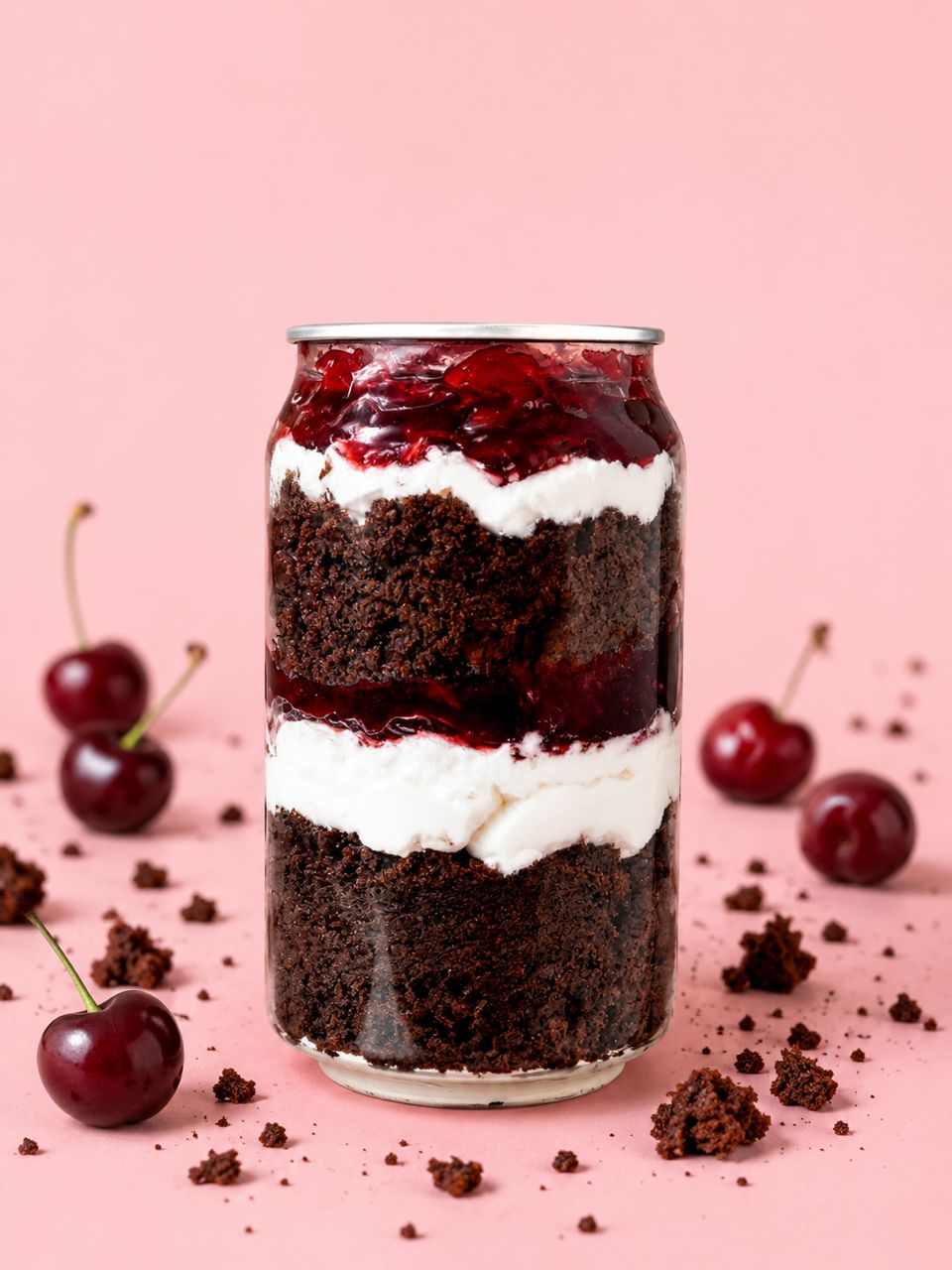 Golden Crumbs single dessert jar with cherry topping